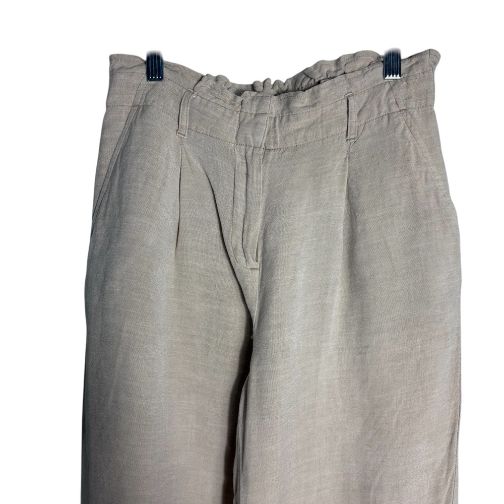 LOFT Paperbag Style Linen Blend High Rise Pants in Natural Khaki Size XS—NO BELT - Picture 4 of 10
